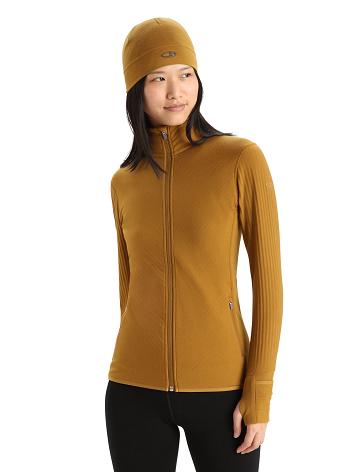 Dámské Bundy Icebreaker RealFleece™ Merino Descender Long Sleeve Zip Hnědé | CZ 1300HAPK